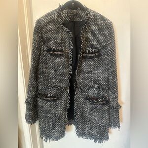 INC International Concepts black & white open-front fringe trim chain Size M